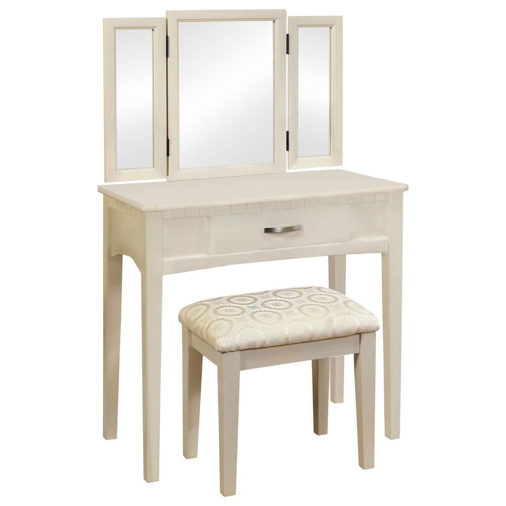 Furniture of America Guerrero 3 Piece Vanity Set in White, , large