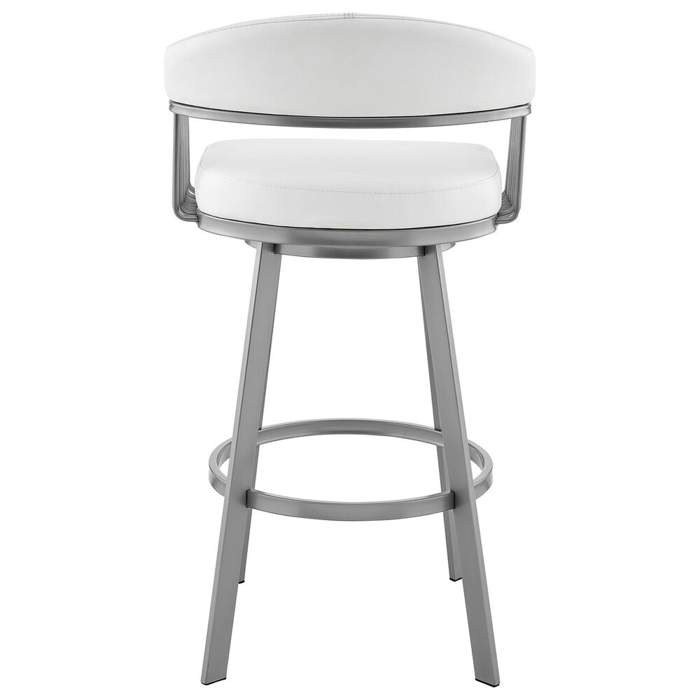 Blue River Bronson 26&quot; Swivel Counter Stool in White/Silver, , large