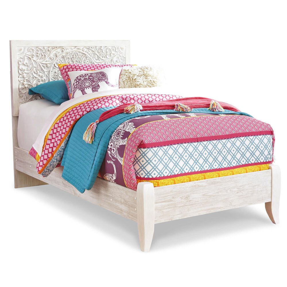 Ashley Paxberry Twin Bed in White Wash, , large