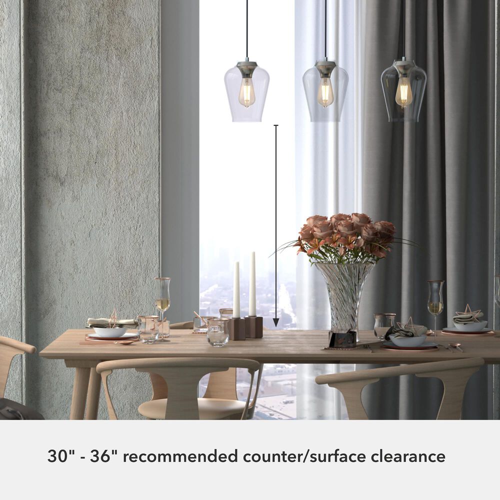 Hunter Vidria 3-Light Linear Pendant Cluster in Brushed Nickel, , large