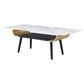 HOMLUX 47" Coffee Table with Marble Glass Top in White and Black, , large
