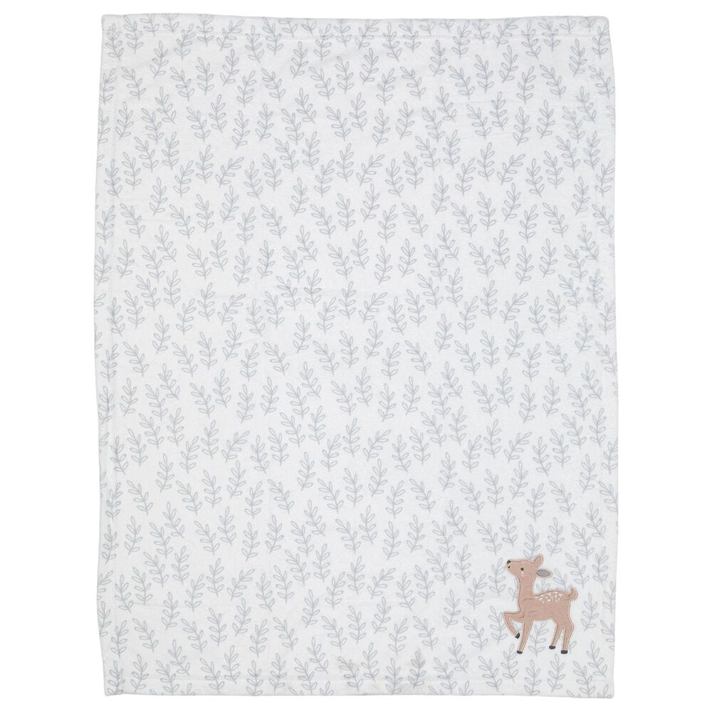 Lambs and Ivy Deer Park Baby Blanket in Brown, White and Grey, , large