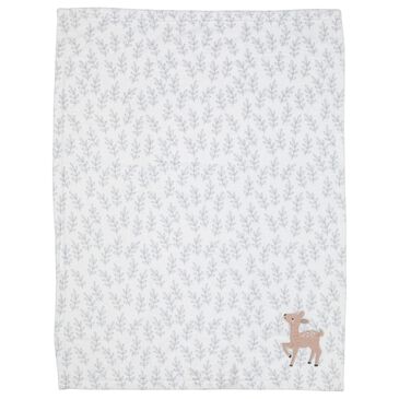 Lambs and Ivy Deer Park Baby Blanket in Brown, White and Grey, , large