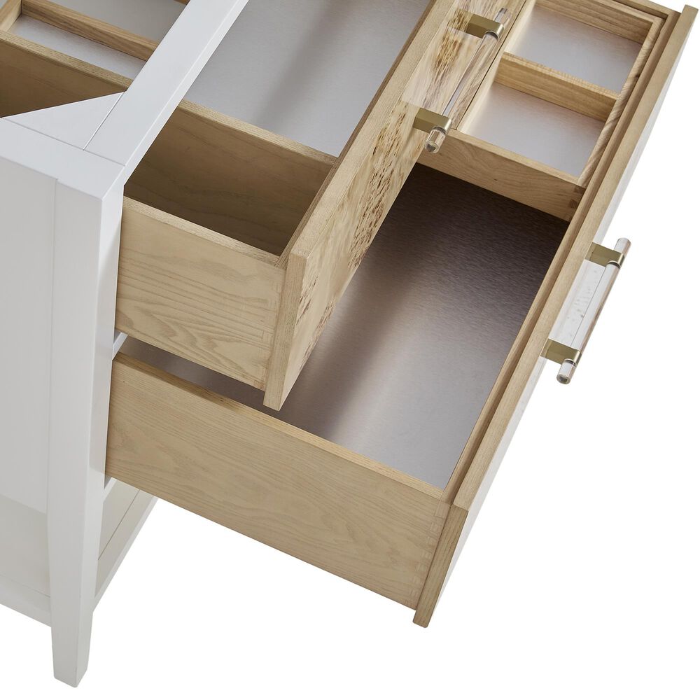 James Martin Vanities Olena 36&quot; Single Vanity in Light Mappa Burl and Polished White with 3 cm White Zeus Quartz Top, , large