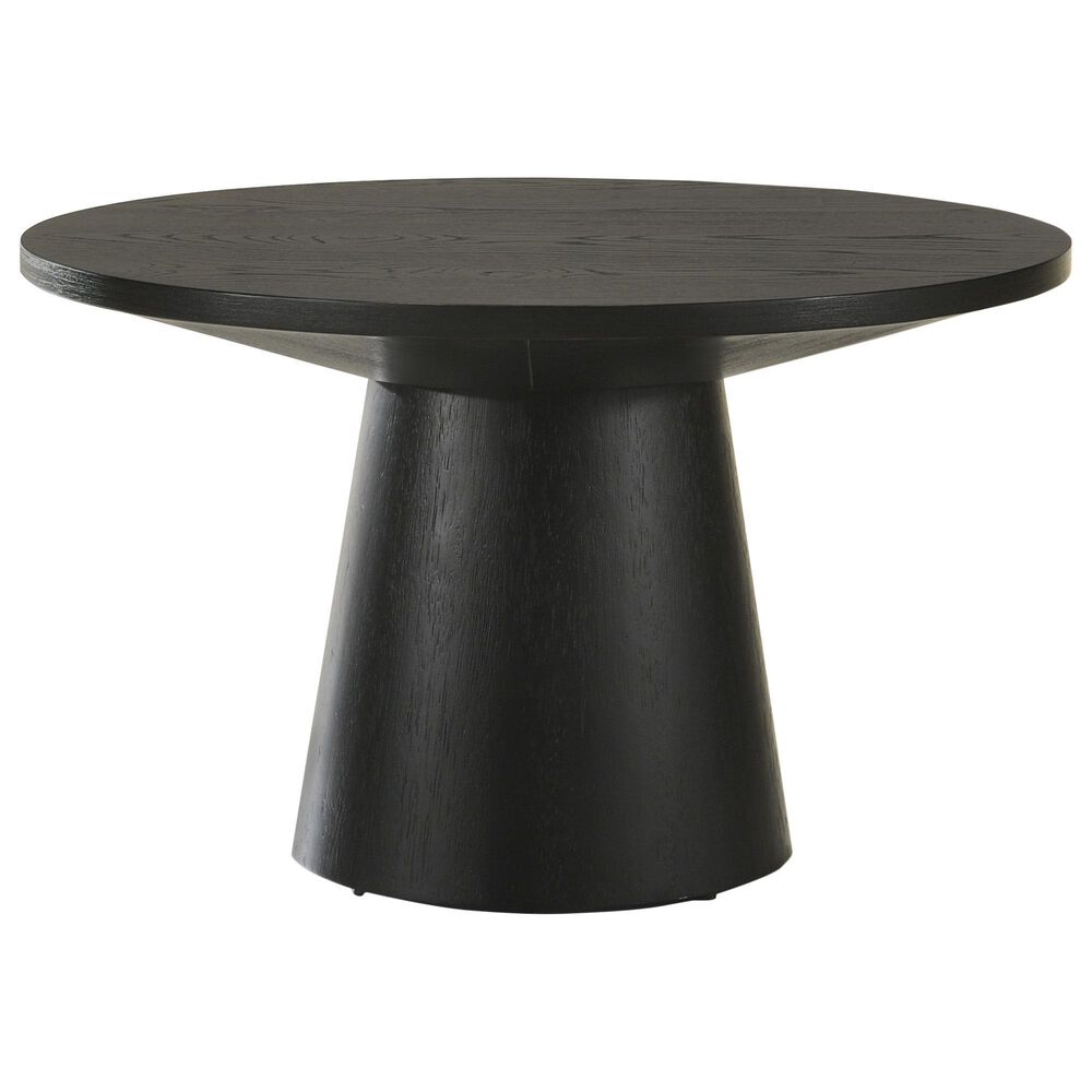 HOMLUX 22"W Round End Table with Natural Wood Grain in Ebony Black, , large