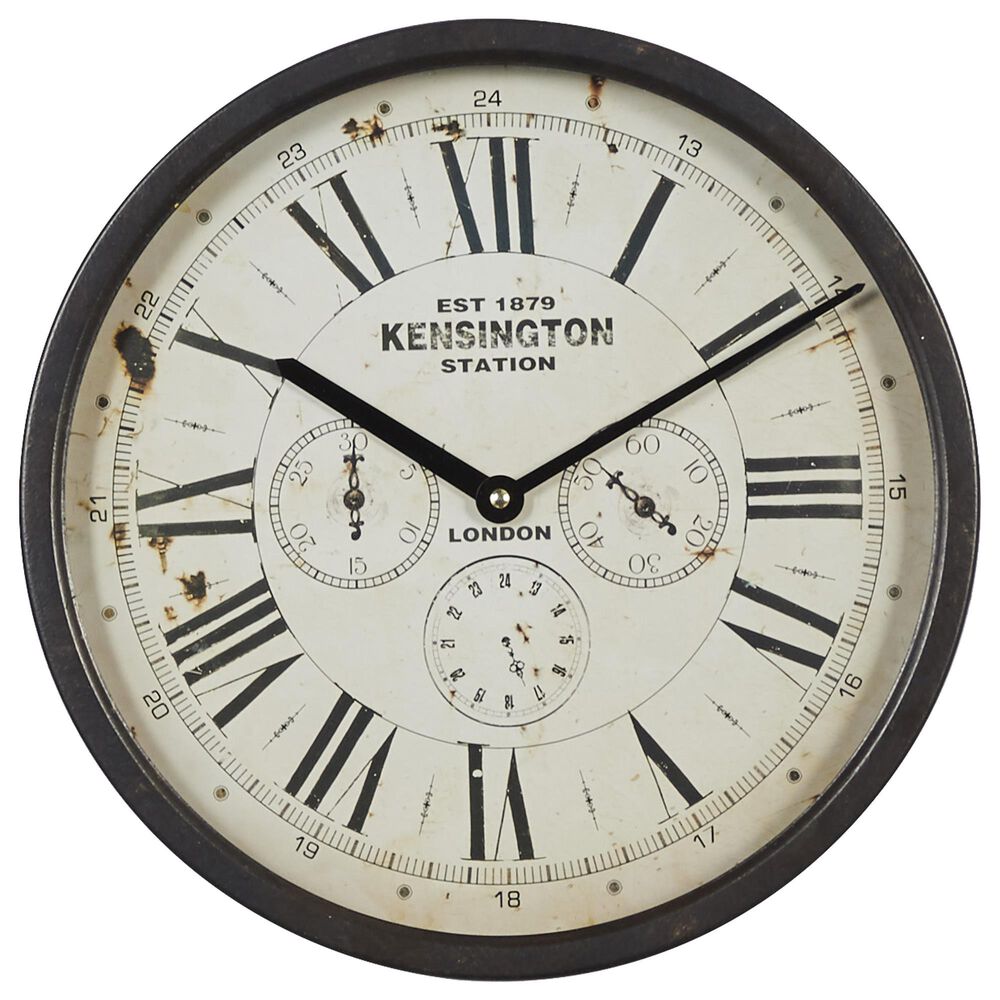 Maple and Jade Metal Wall Clock in Brownish Black, , large