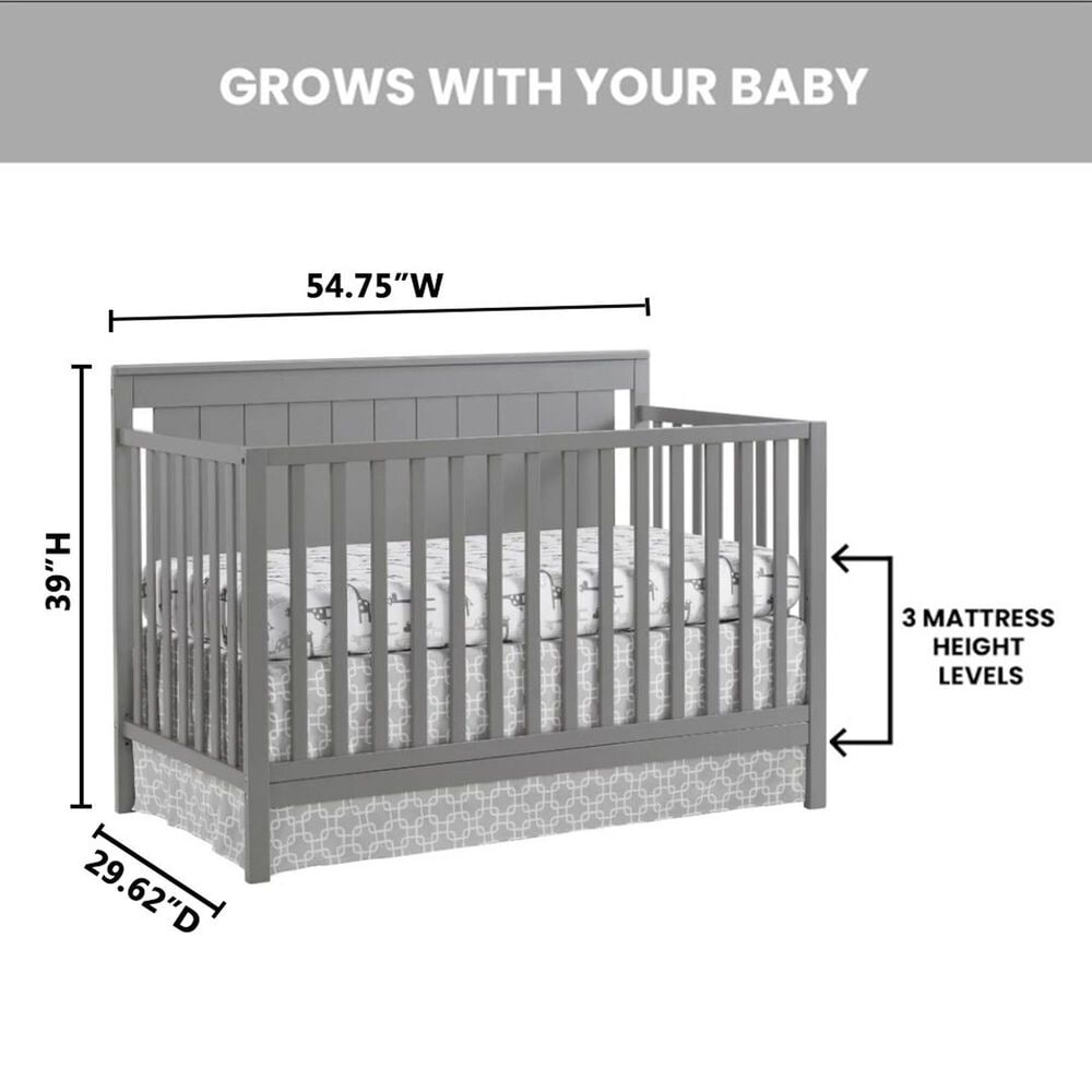 Oxford Baby Lazio 4-In-1 Convertible Crib in Dove Gray, , large