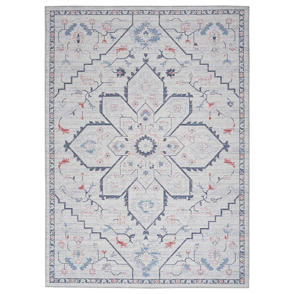 Nourison Machine Washable Series 1 2" x 6" Ivory Blue Runner, , large
