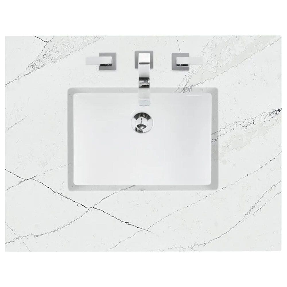 James Martin Vanities Amberly 36&quot; Single Bathroom Vanity in Walnut with 3 cm Ethereal Noctis Quartz Top and Rectangular Sink, , large