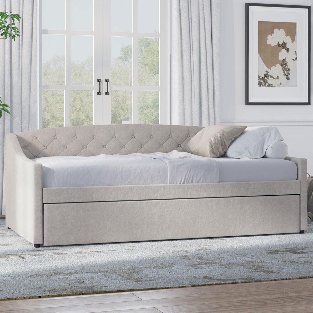 The Monday Company Zoey Upholstered Daybed with Trundle in Beige, , large