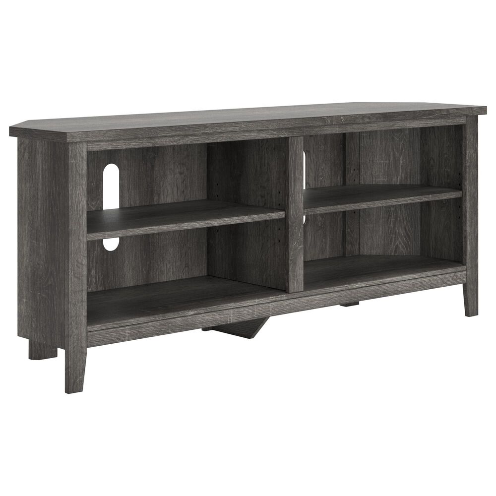 Ashley Arlenbry 58" Corner TV Stand in Gray and Weathered oak, , large