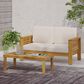 Hearth and Haven 2-Piece Patio Conversation Set with Cream Cushion in Teak, , large