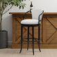 Armen Living Otis Bar Height Stool with Ivory Upholstery in Dark Brown, , large