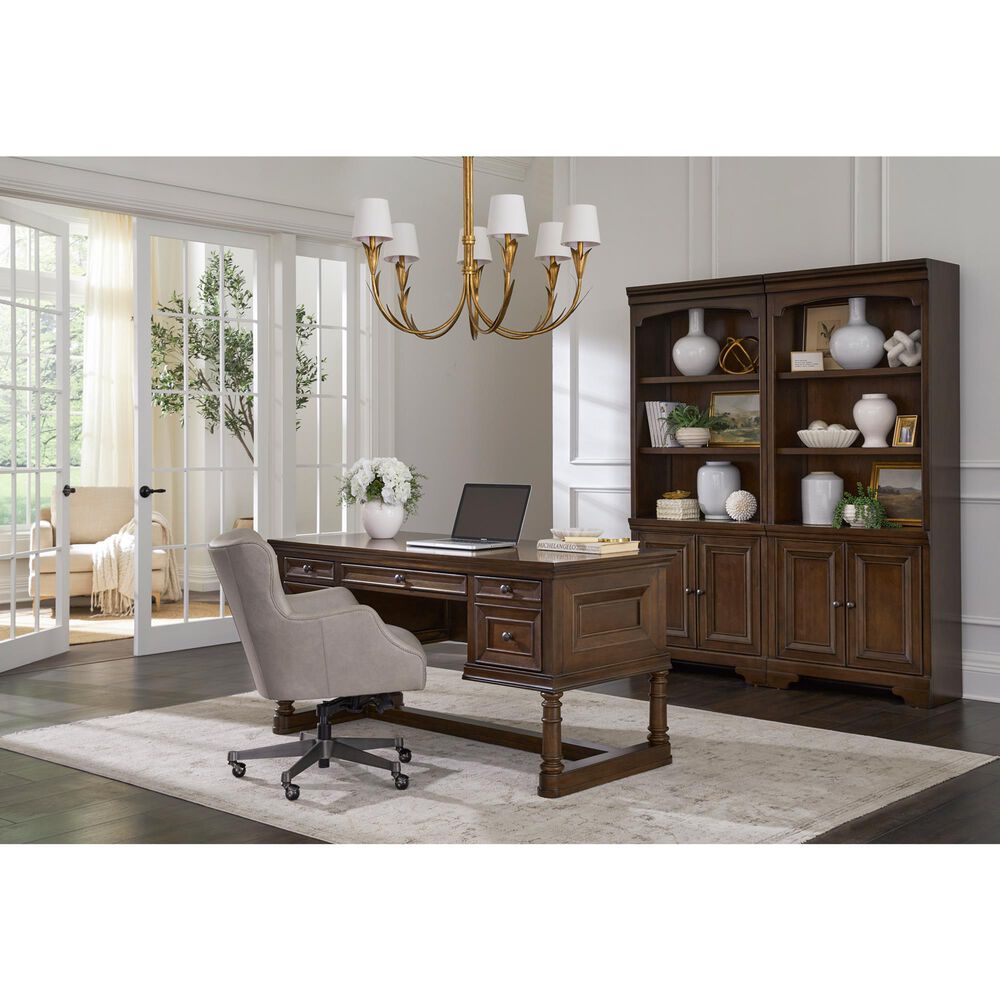 Riva Ridge Arlington Half Pedestal Desk in Classis Brown, , large