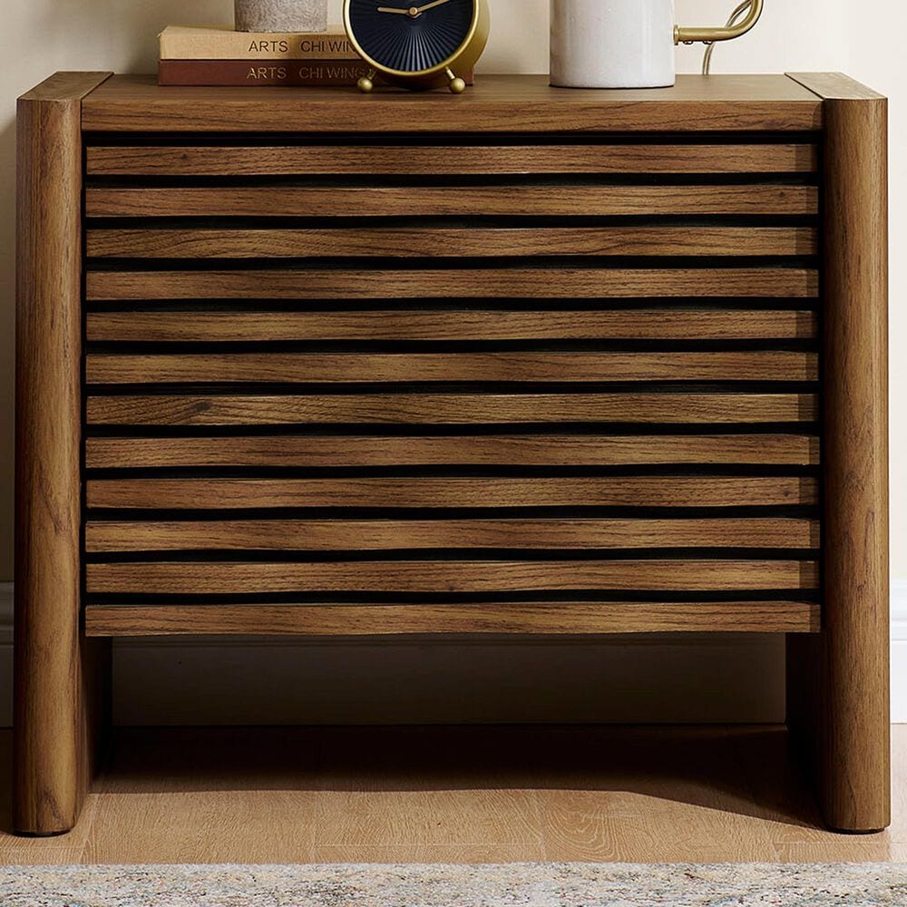 Modway Emric Wave 2 Drawer Nightstand in Walnut, , large