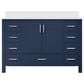 Lexora Home Jacques 48" Single Bathroom Vanity in Navy Blue with 2 cm White Cultured Marble Top and Rectangular Sink, , large