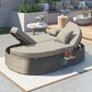 HOMLUX 2-Person Outdoor Daybed with Adjustable Backrests and Foldable Cup Trays in Gray, , large