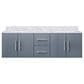 Lexora Home Geneva 60" Double Bathroom Vanity in Dark Grey with 2 cm White Carrara Marble Top and Rectangular Sinks, , large