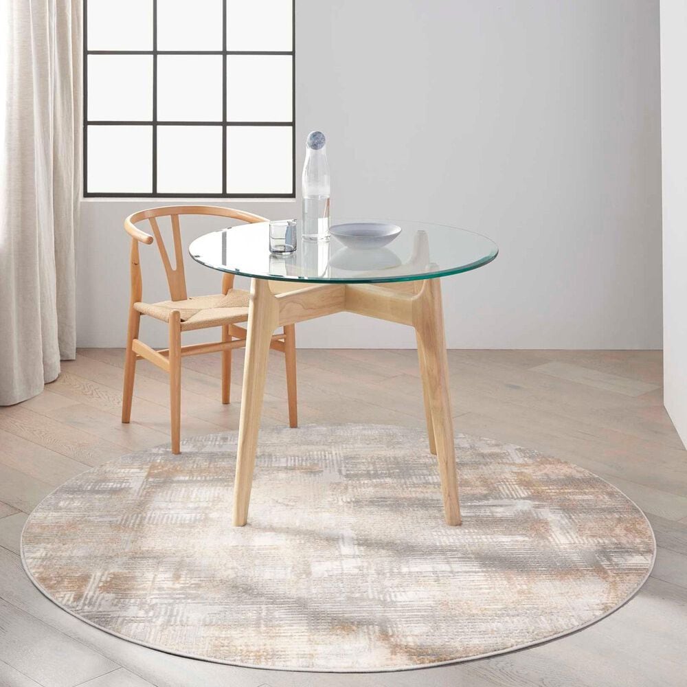 Nourison Rush CK951 6&#39; Round Grey and Beige Area Rug, , large