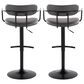 LumiSource Demi Swivel Adjustable Bar Stool with Grey Upholstery in Black (Set of 2), , large