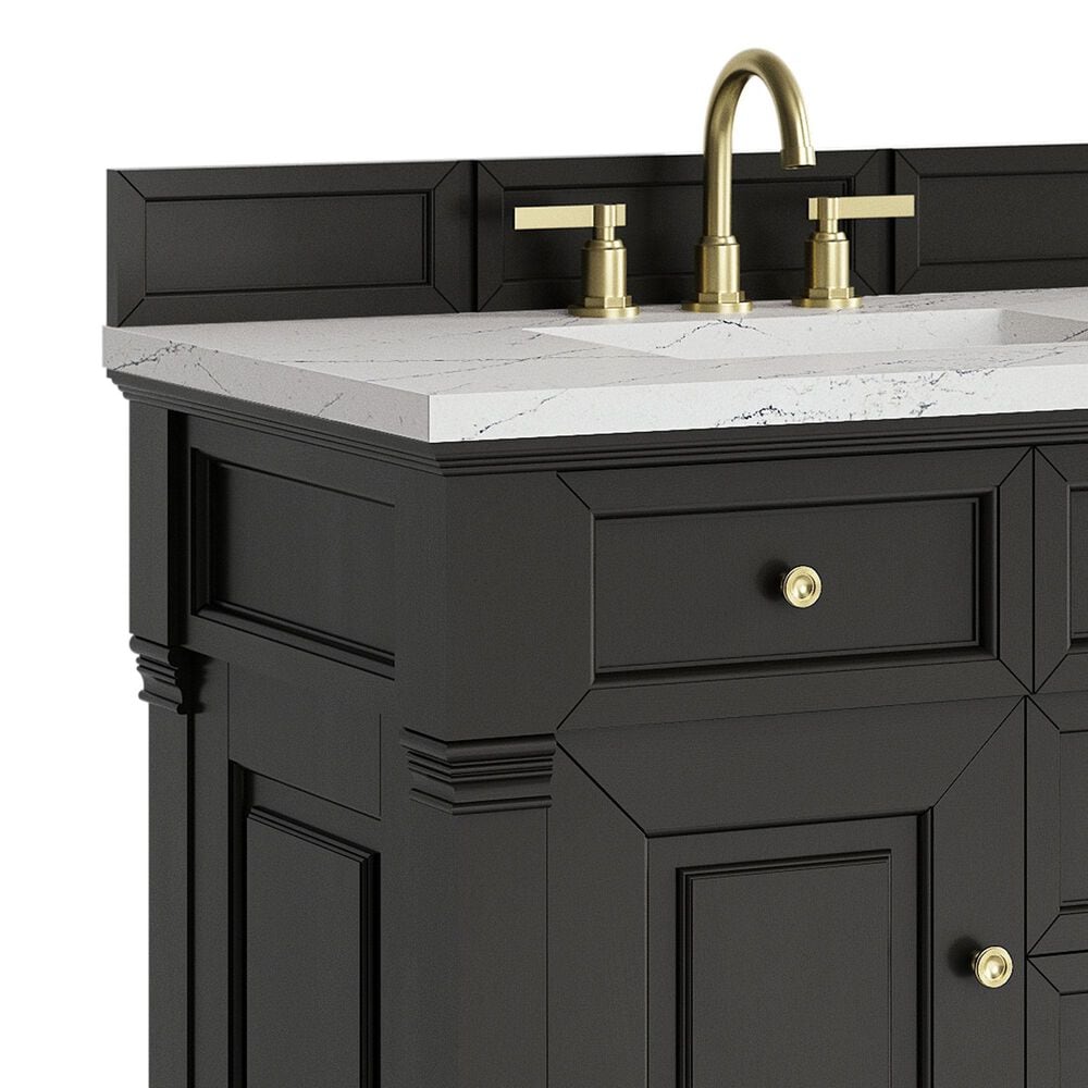 James Martin Vanities Brookfield 36&quot; Single Bathroom Vanity in Black Onyx with 3 cm Ethereal Noctis Quartz Top and Rectangular Sink, , large