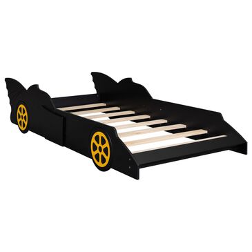 Hearth and Haven Bruce Twin Platform Race Car Bed in Black and Yellow, , large