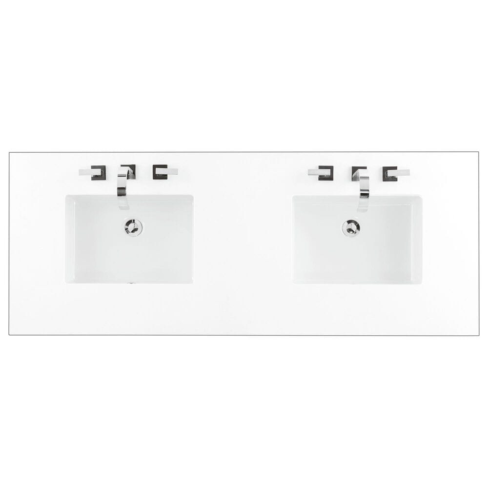 James Martin Vanities Lorelai 60&quot; Double Vanity in Whitewashed Oak with 3 cm White Zeus Quartz Top, , large