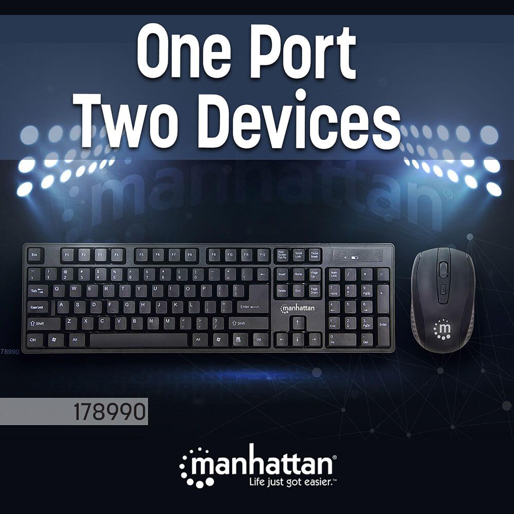 Manhattan Wireless Keyboard and Optical Mouse Set, , large