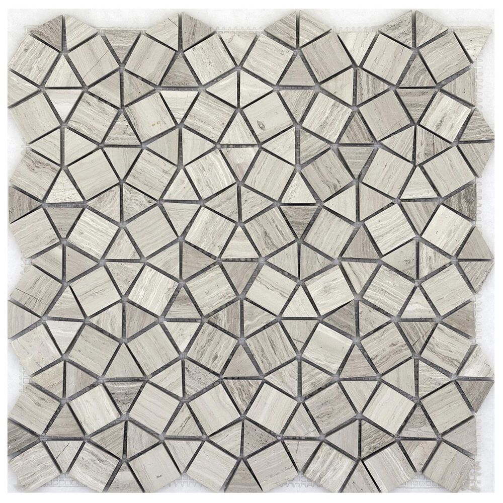 Emser Metro Cream 12" x 12" Geometric Honed Natural Stone Mosaics Sheet, , large