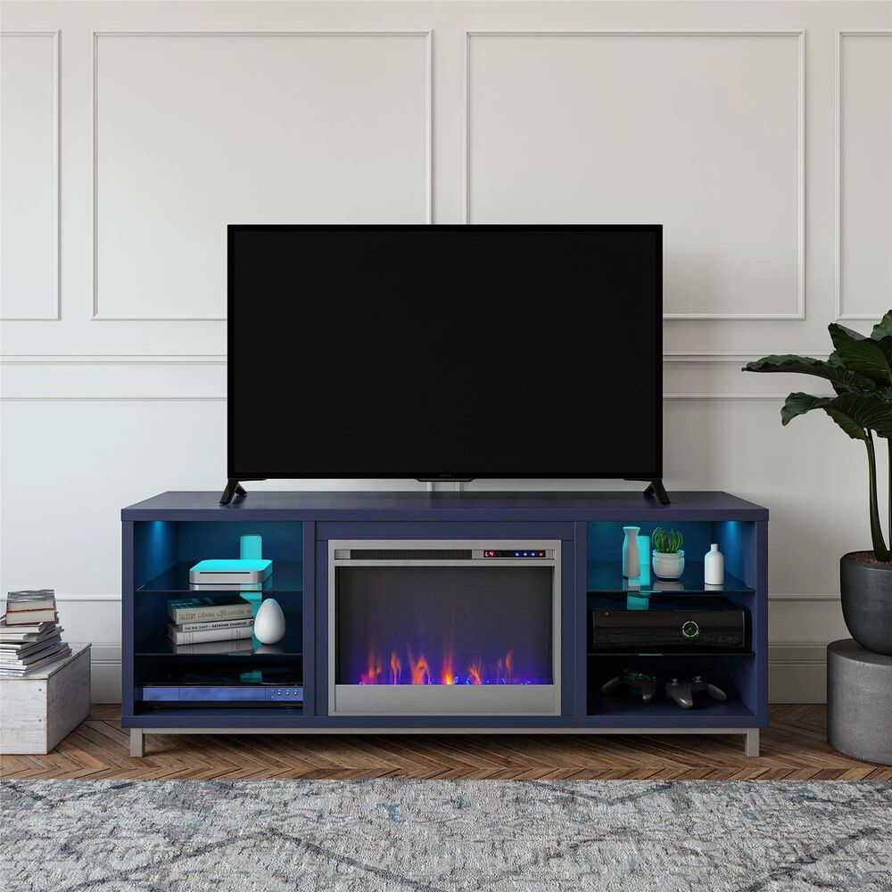 Ameriwood Home Lumina Deluxe Fireplace TV Stand in Navy, , large