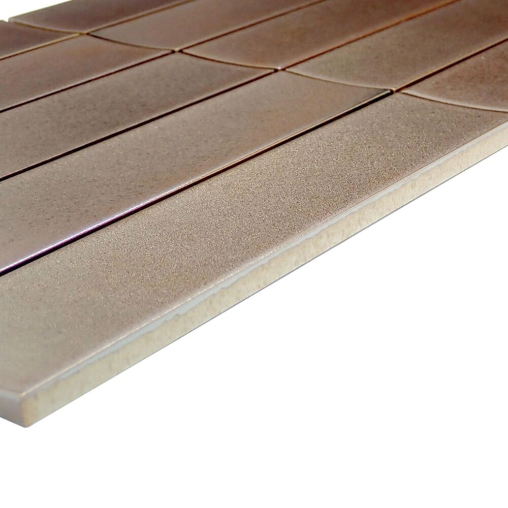 Emser Kaizen Copper 2" x 8" Rectangle on 9" x 15" Satin Porcelain Mosaic Sheet, , large