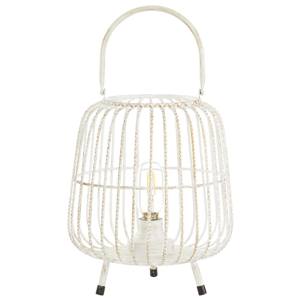 Maple and Jade 12&quot; Modern Farmhouse Metal Lantern in White, , large
