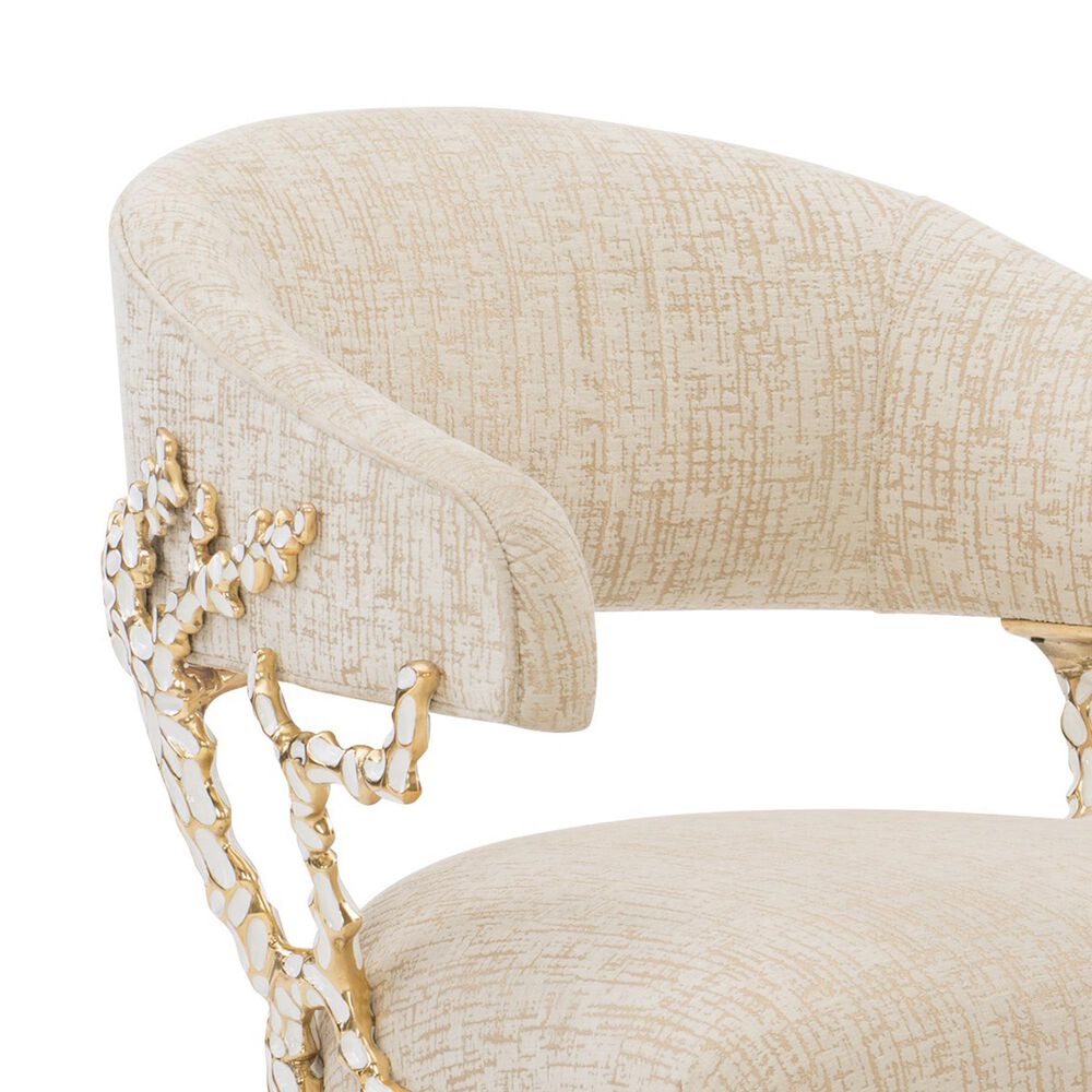 Schnadig Caracole Upholstery Accent Chair in Gold Brush and White Enamel, , large