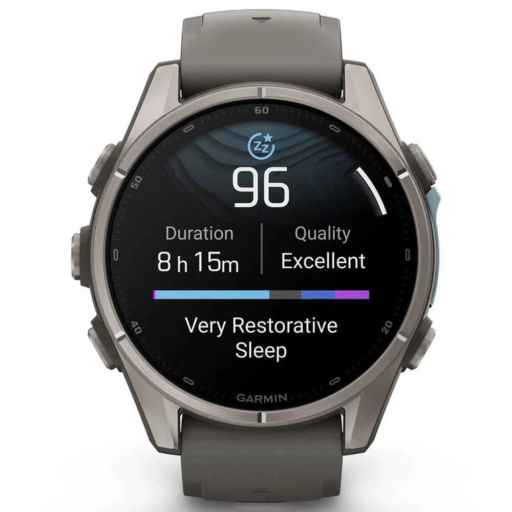 Garmin fenix 9 Smartwatch 43mm Titanium with Pebble Gray Silicone Band, , large