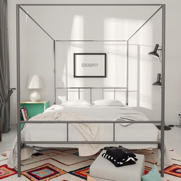 Novogratz Marion Queen Canopy Bed in Dark Gray, , large