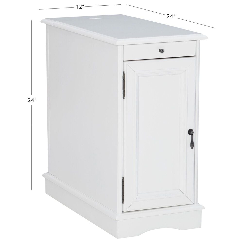 Linon Home Decor Barron Accent Table with USB Charging Station in White, , large