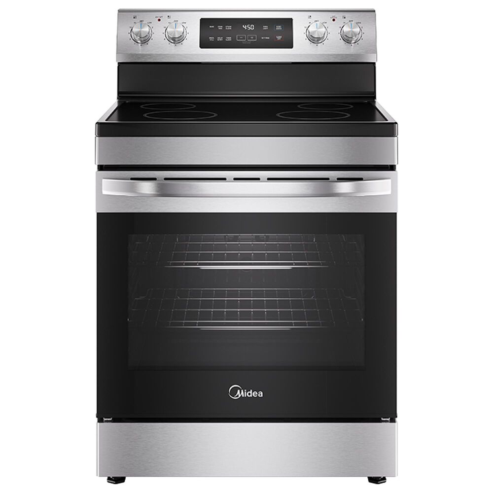 Midea 4-Piece Kitchen Package with 29.3 Cu. Ft. French Door Refrigerator and 6.3 Cu. Ft. Electric Range in Stainless Steel, , large