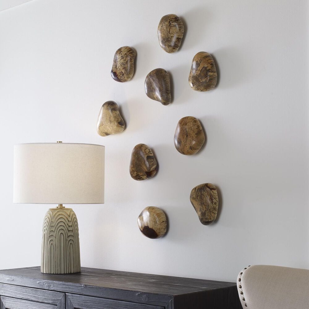 Uttermost Pebbles 5&quot; x 6&quot; Wood Wall Decor in Natural Blonde &#40;Set of 9&#41;, , large
