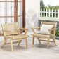 Hearth and Haven Braxton Outdoor Wicker Club Chair with Angular Arms in Light Brown (Set of 2), , large