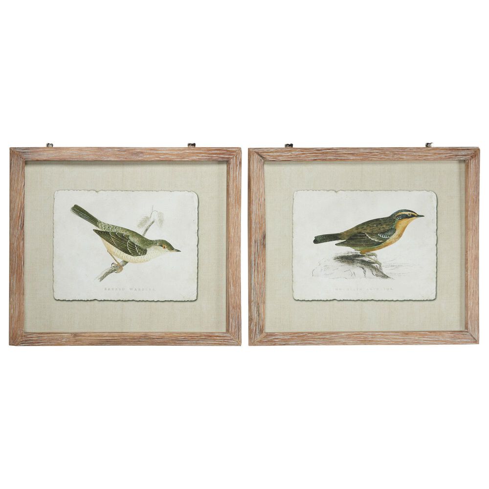 Maple and Jade 22" x 27" Birds Framed Wall Art in Green and White (Set of 2), , large