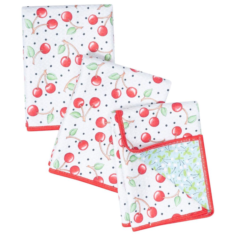Once Again Home Cherry Harvest Reversible Mighty Mini Towel in Red &#40;Set of 3&#41;, , large