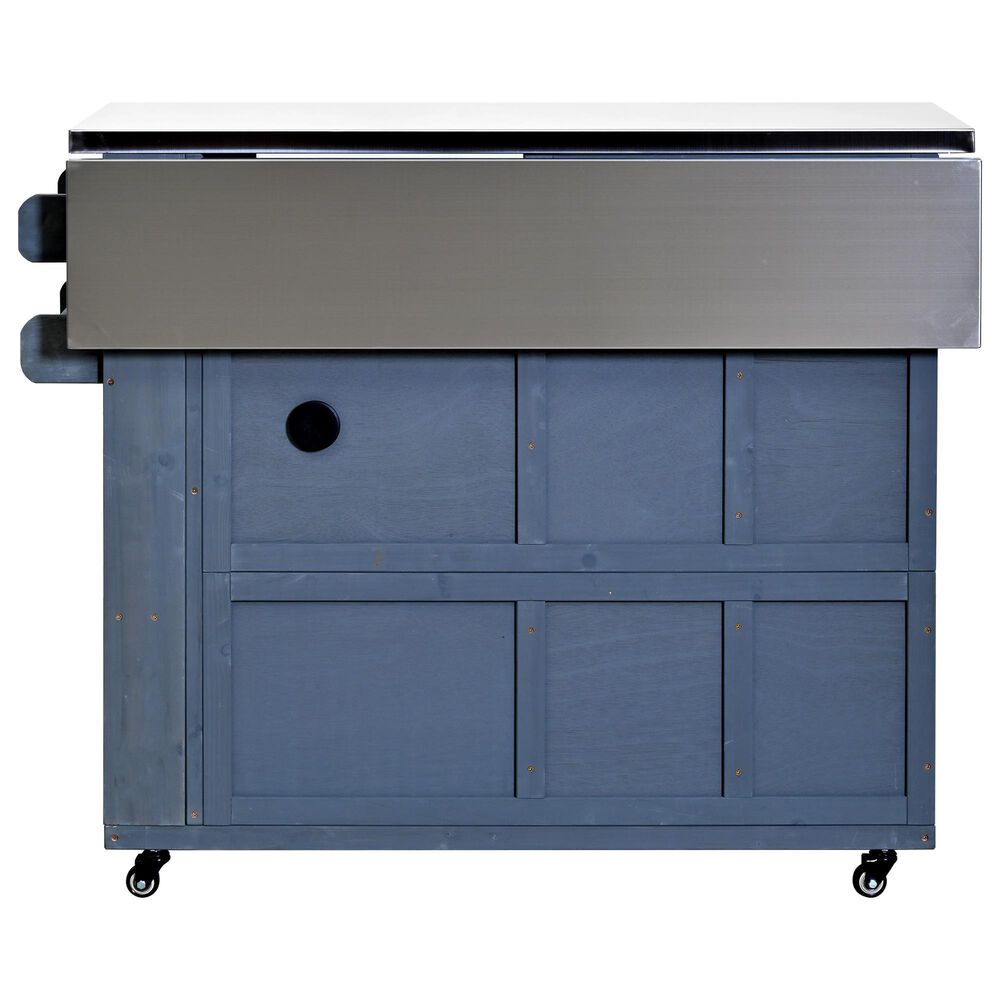 Hearth and Haven Outdoor Kitchen Island Cart with Extendable Stainless Steel Top and Adjustable Shelf in Gray, , large