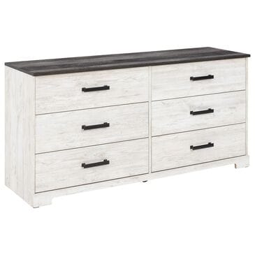 Ashley Shawburn 6-Drawer Dresser in Whitewash and Charcoal Gray, , large