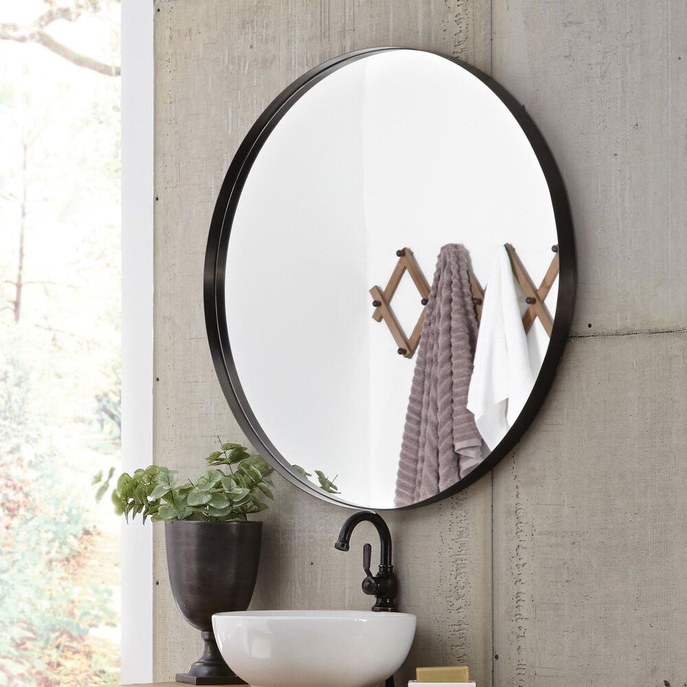 Howard Elliott Steele Round Mirror in Black, , large