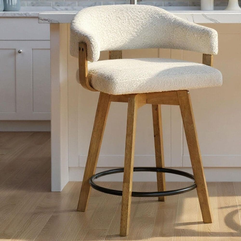 Armen Living Callah Swivel Counter Height Stool in Amber Glow, , large