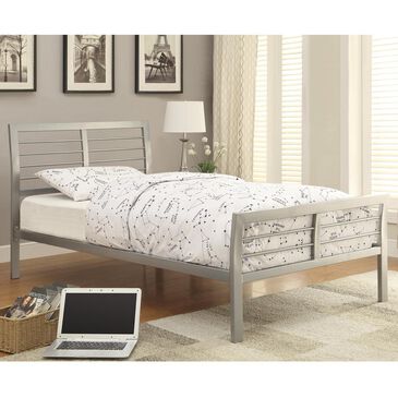 Pacific Landing Stoney Creek Twin Slat Frame Iron Bed in Silver, , large