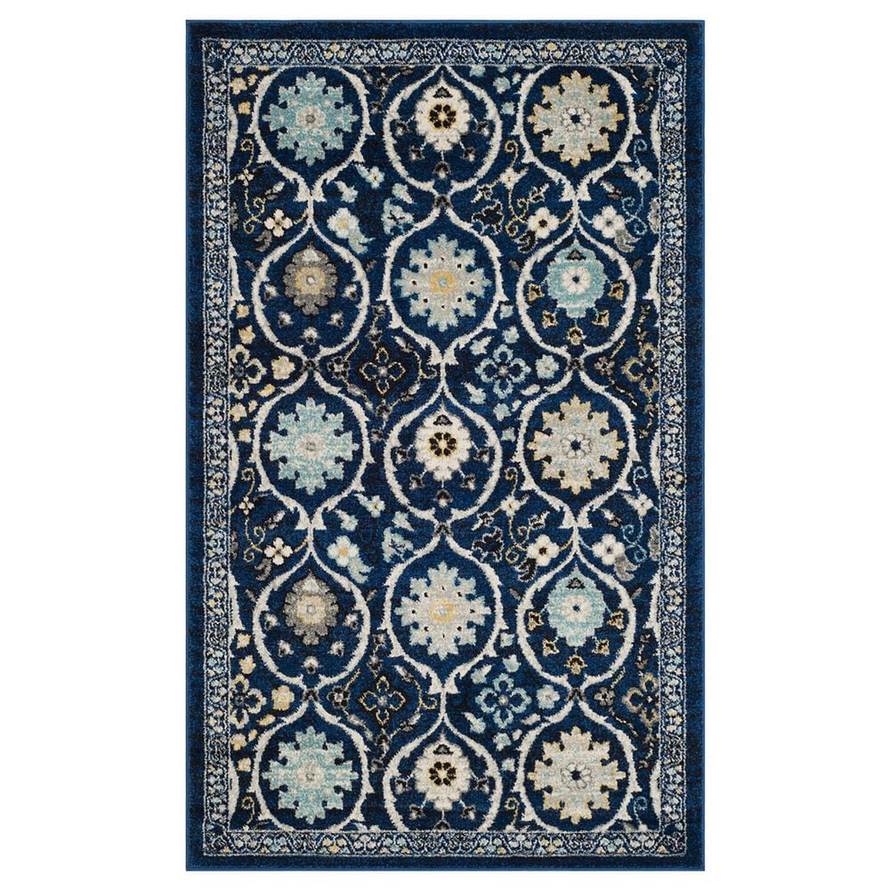 Safavieh Evoke EVK210A 3" x 5" Royal Blue and Ivory Area Rug, , large