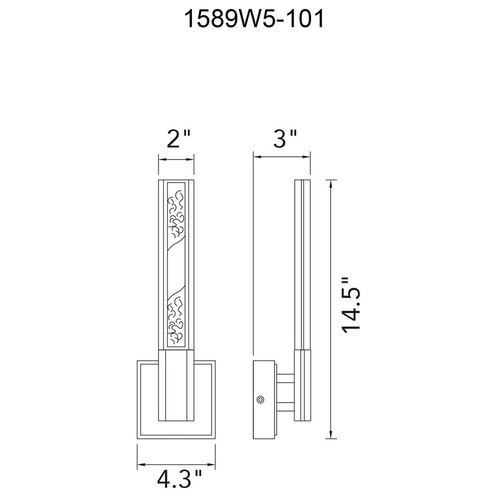 CWI Lighting Greta 5" Integrated LED Wall Light with Handcrafted Glass in Black, , large