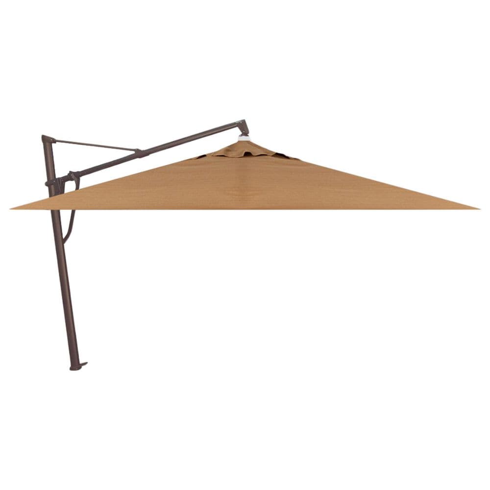 Garden Party 13" Straw Cantilever Umbrella in Bronze Frame with Stand, , large