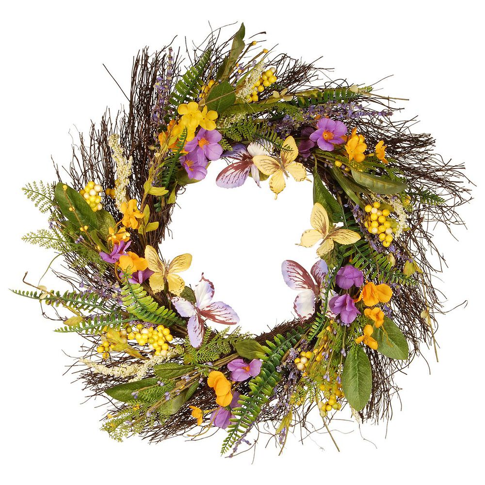National Tree 24" Spring Mixed Flowers Wreath, , large